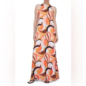 NWT Mango Vibrant Pink and Brown Maxi Dress, L(8)